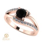 Inel de logodna din aur cu diamant negru si diamante incolore ES102