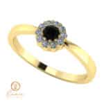 Inel de logodna din aur cu diamant negru si diamante incolore ES74