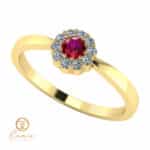 Inel de logodna din aur cu rubin si diamante ES74