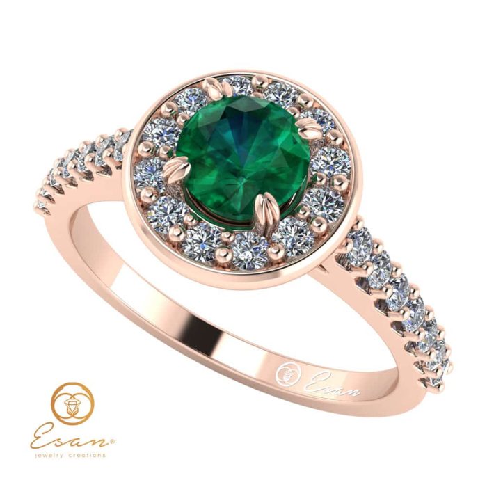 Inel de logodna din aur cu smarald diamante ES72