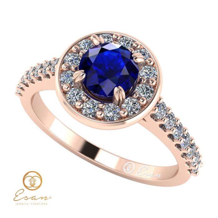 Inel de logodna din aur cu safir si diamante ES72