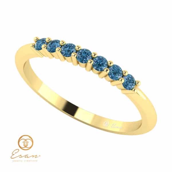 Inel de logodna din aur cu diamante albastre ES62