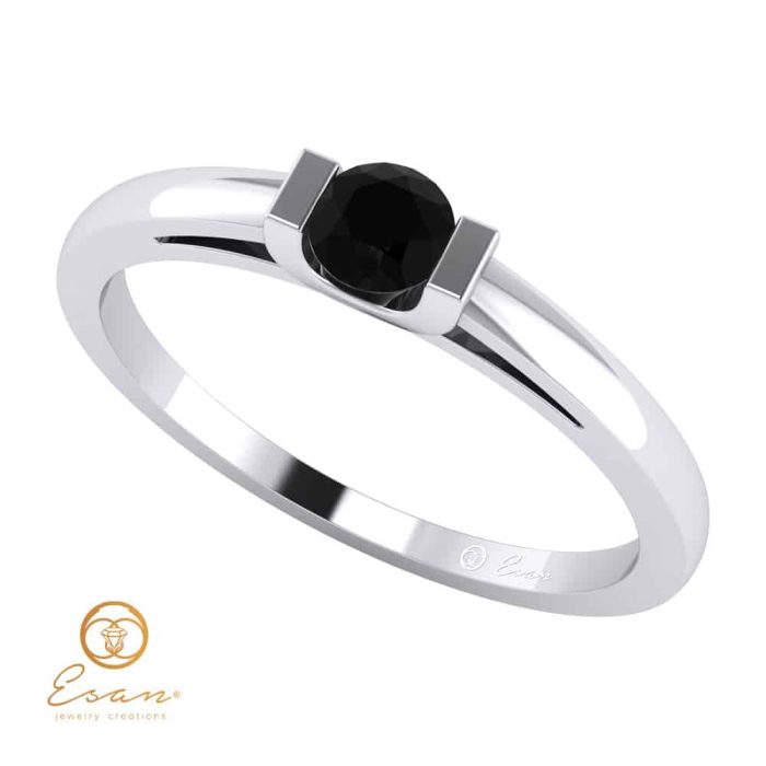 Inel de logodna din aur cu diamant negru ES47