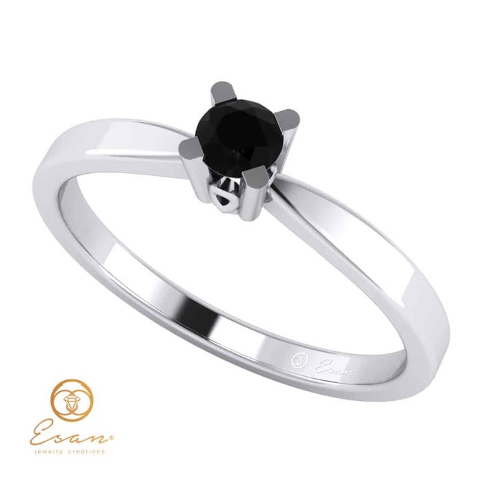 Inel de logodna din aur cu diamant negru ES46