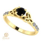 Inel de logodna din aur cu diamant negru si diamante incolore ES103