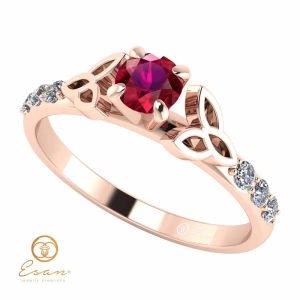 Inel de logodna din aur cu rubin si diamante ES103