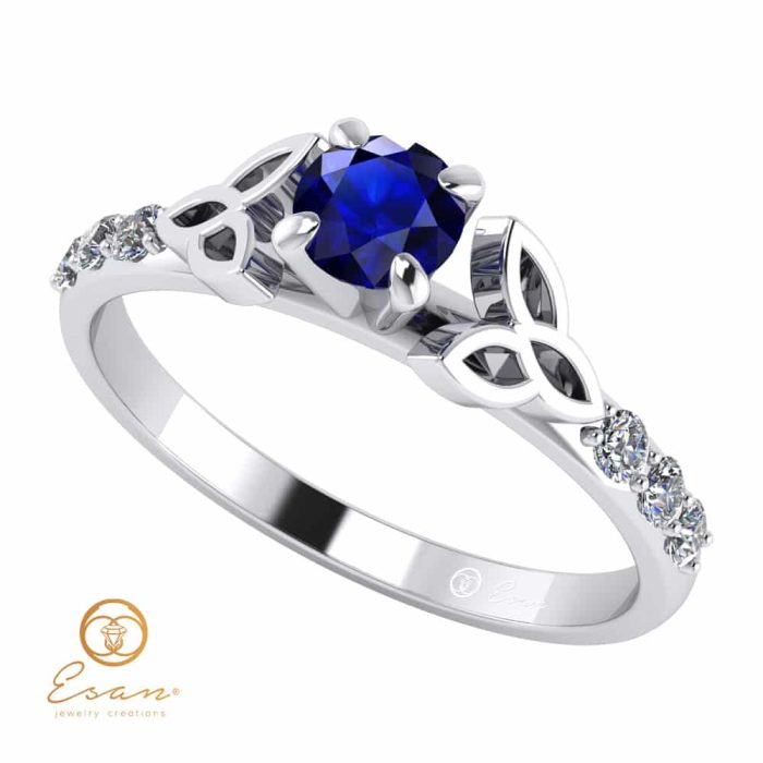 Inel de logodna din aur cu safir si diamante ES103
