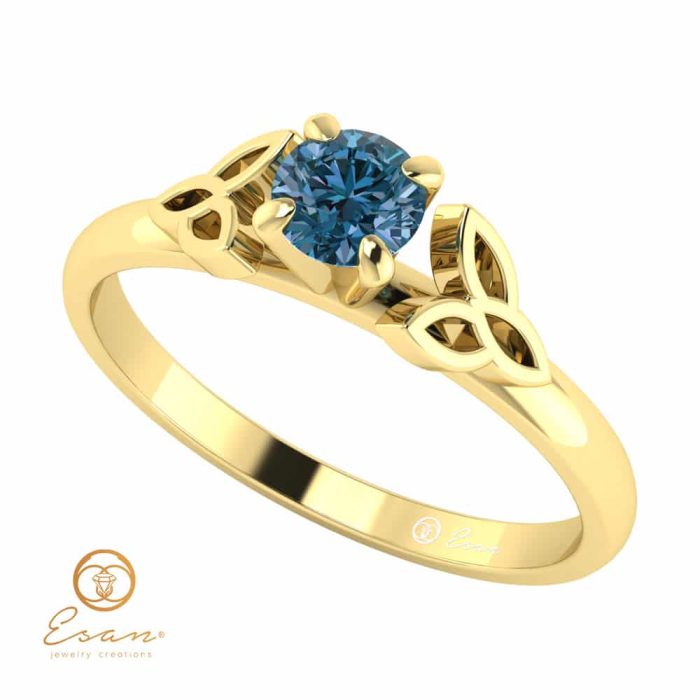 Inel de logodna din aur cu diamant albastru ES44