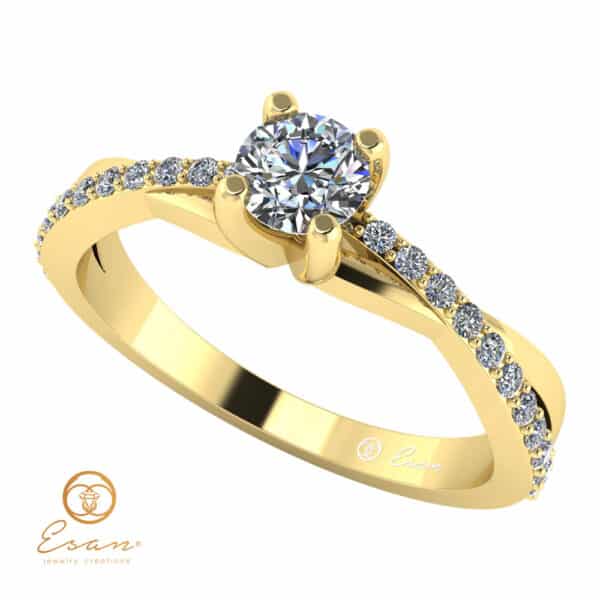 Inel de logodna din aur cu diamante incolore ES104