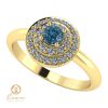 Inel de logodna din aur cu diamant albastru si diamante incolore ES68