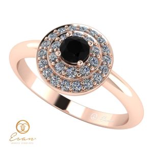 Inel de logodna din aur cu diamant negru si diamante incolore ES68