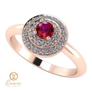 Inel de logodna din aur cu rubin si diamante ES68
