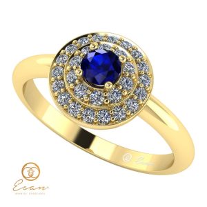Inel de logodna din aur cu safir si diamante ES68