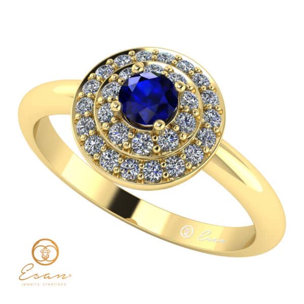 Inel de logodna din aur cu safir si diamante ES68