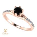Inel de logodna din aur cu diamant negru si diamante incolore ES105