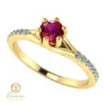 Inel de logodna din aur cu rubin si diamante ES105