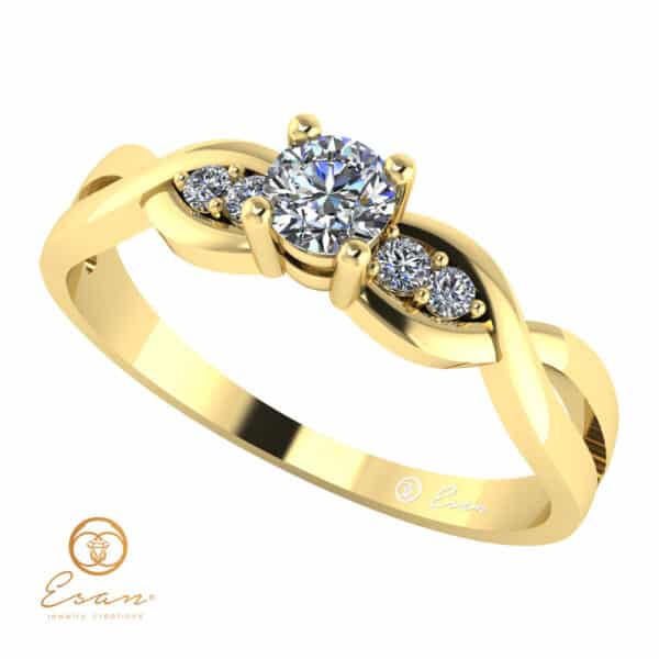 Inel de logodna din aur cu diamante incolore ES106