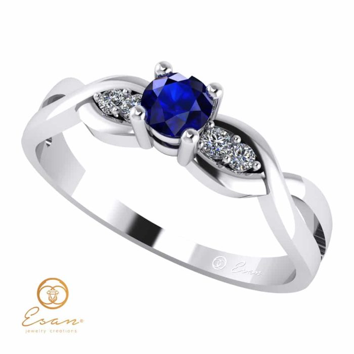 Inel de logodna din aur cu safir si diamante ES106