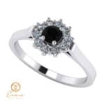 Inel de logodna din aur cu diamant negru si diamante incolore ES71