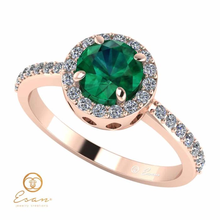 Inel de logodna din aur cu smarald diamante ES73