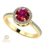 Inel de logodna din aur cu rubin si diamante ES73