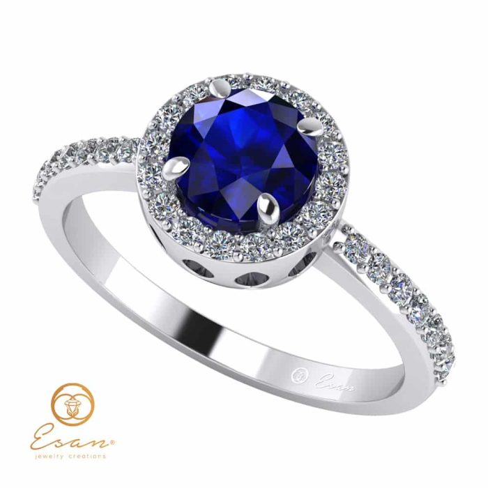 Inel de logodna din aur cu safir si diamante ES73