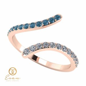 Inel de logodna cu diamante incolore si diamante albastre ESDB63