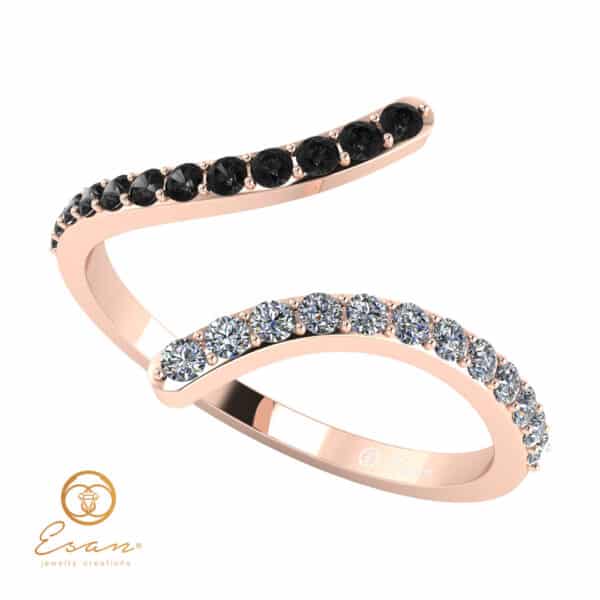 Inel de logodna din aur cu diamante incolore si diamante negre ESDN63