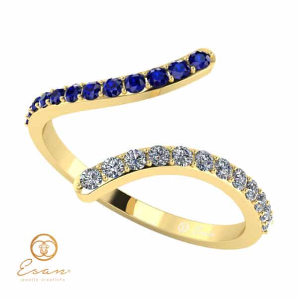 Inel de logodna din aur cu diamante si safire ES63