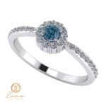 Inel de logodna din aur cu diamant albastru si diamante ES75