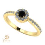 Inel de logodna din aur cu diamant negru si diamante incolore ES75