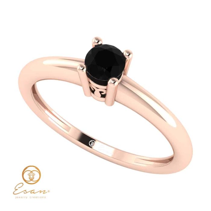 Inel de logodna din aur cu diamant negru ES42