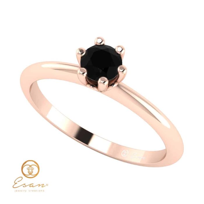 Inel de logodna din aur cu diamant negru ES41