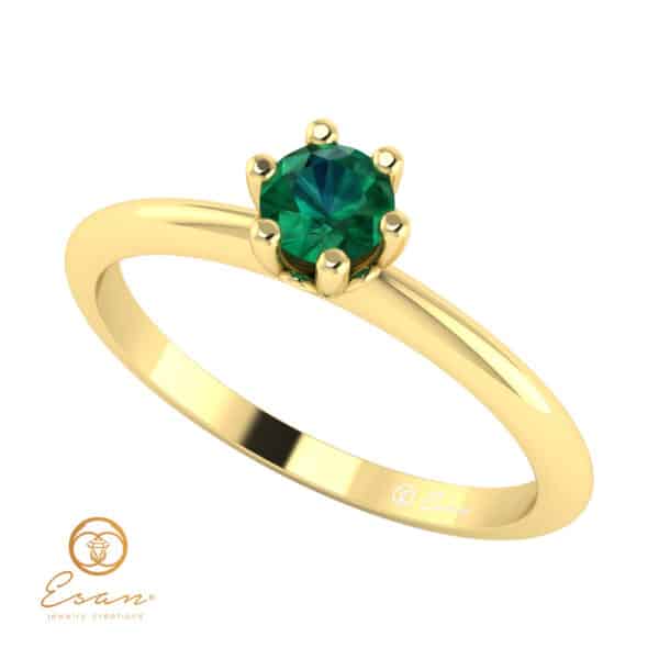 Inel de logodna din aur cu smarald ES41