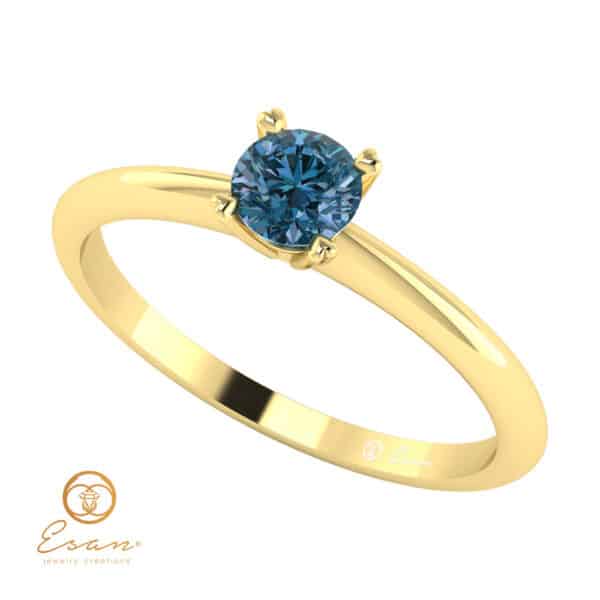 Inel de logodna din aur cu diamant albastru ES40