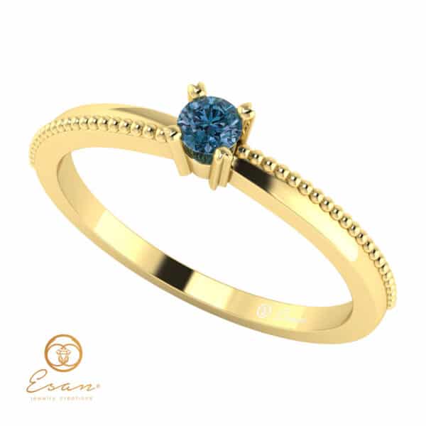 Inel de logodna din aur cu diamant albastru ES38