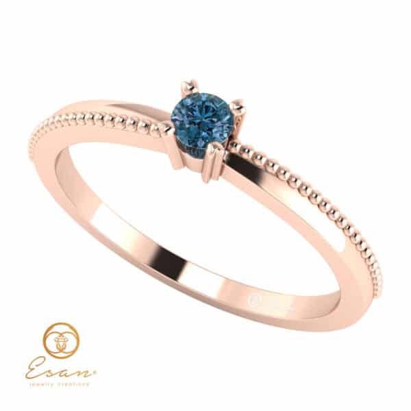 Inel de logodna din aur cu diamant albastru ES38