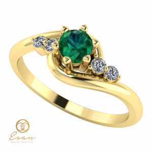 Inel de logodna din aur cu smarald si diamante ES108