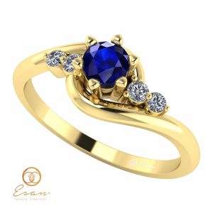 Inel de logodna din aur cu safir si diamante ES108