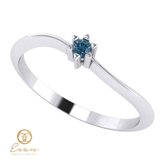 Inel de logodna din aur cu diamant albastru ES37