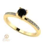 Inel de logodna din aur cu diamant negru si diamante incolore ES109
