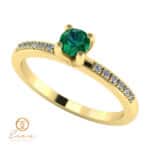 Inel de logodna din aur cu smarald si diamante ES109