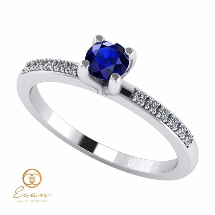 Inel de logodna din aur cu safir si diamante ES109