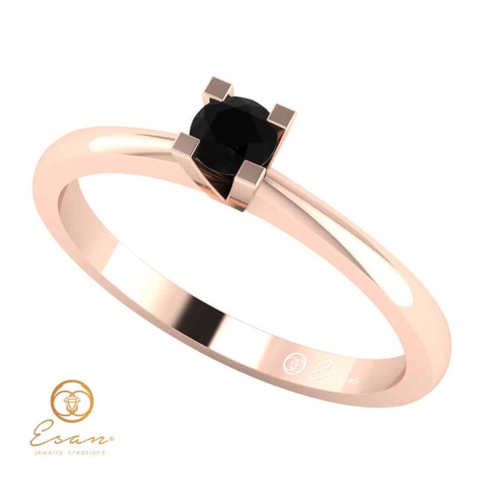 Inel de logodna din aur cu diamant negru ES31