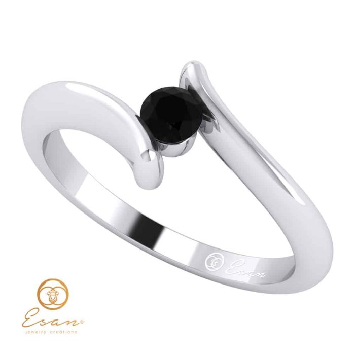 Inel de logodna din aur cu diamant negru ES32
