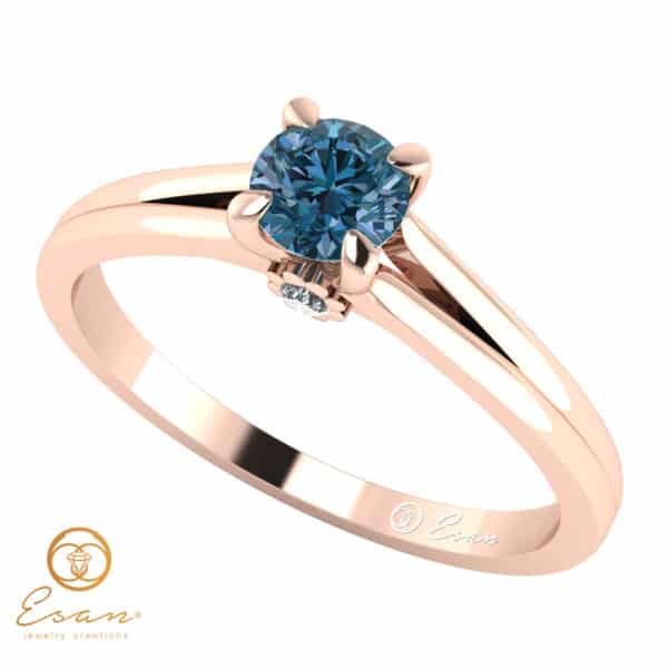 Inel de logodna din aur cu diamant albastru ES15