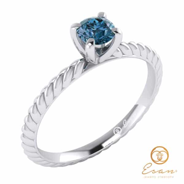 Inel de logodna din aur cu diamant albastru ES17