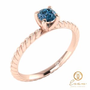 Inel de logodna din aur cu diamant albastru ES17