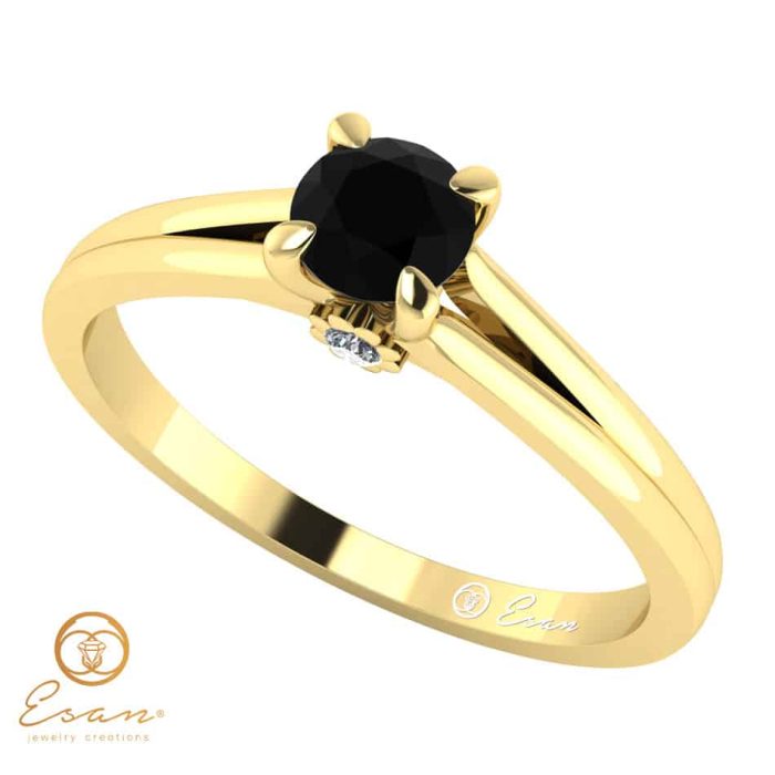 Inel de logodna din aur cu diamant negru ES15