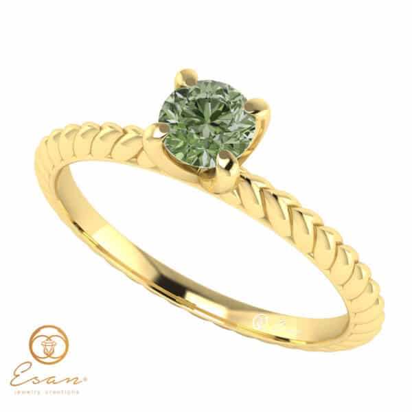 Inel de logodna cu diamant verde solitaire ES17